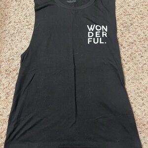 Black Sleeveless Top with 'Wonderful' Print